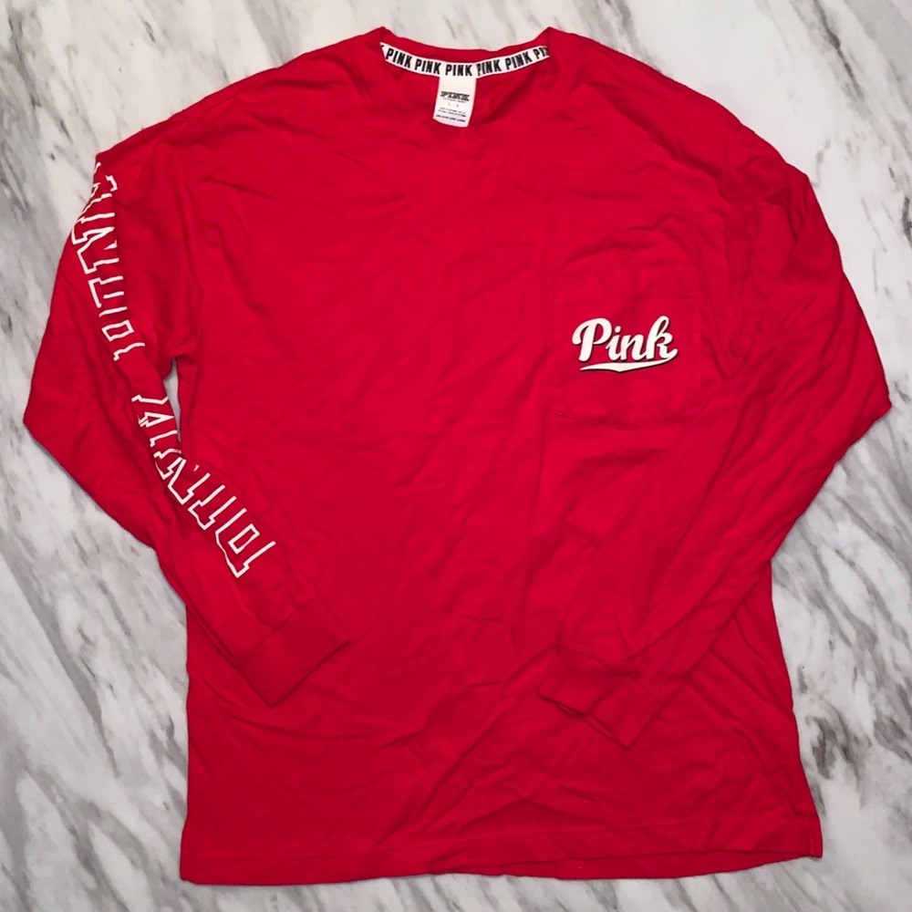 VS PINK Red Long Sleeve Tee